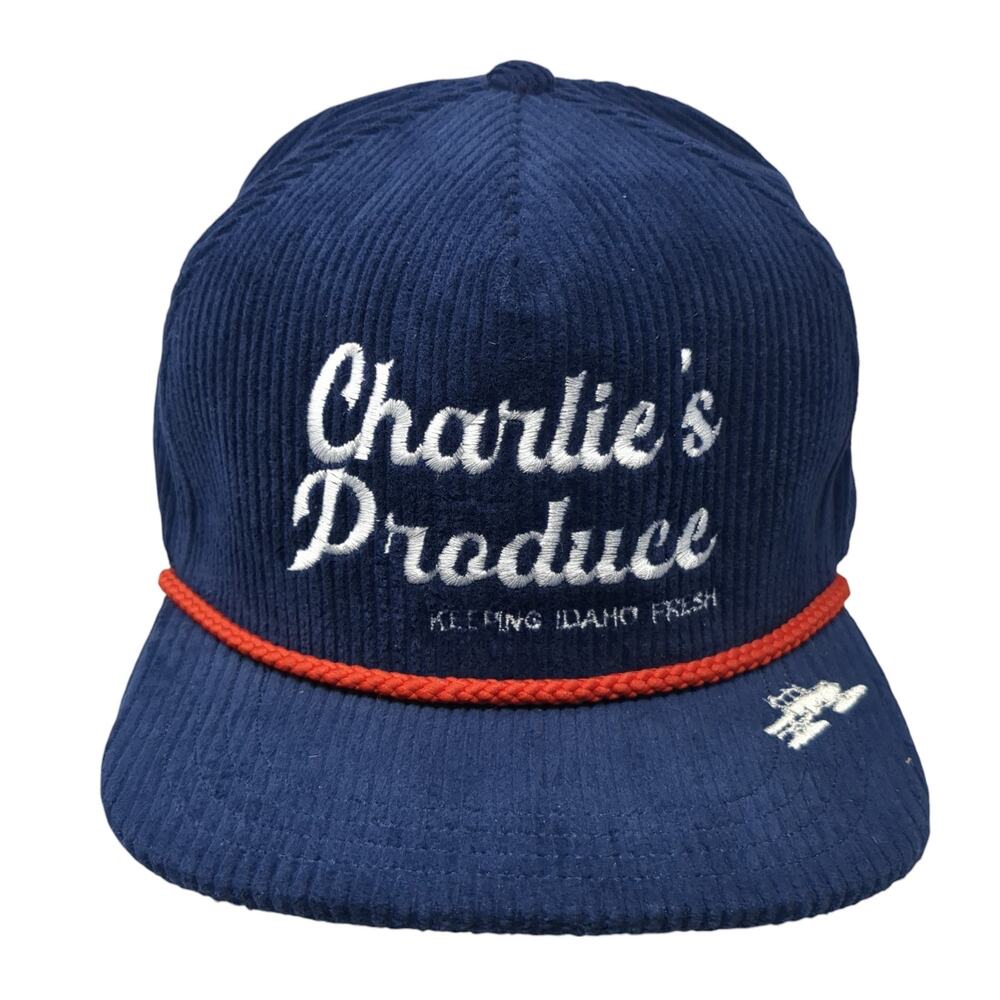 Charlie's Produce Keeping Idaho Fresh Snapback Hat Blue One Size Rope Spacecraft